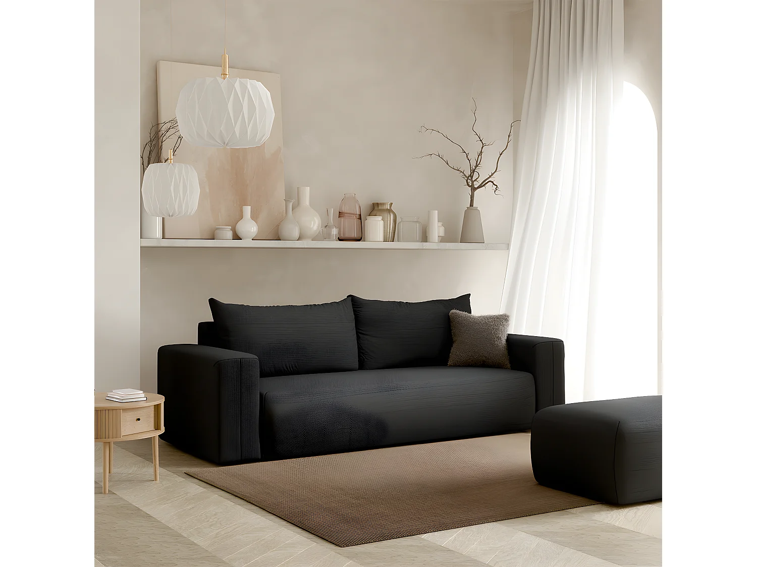 Canapé convertible 3 places coffre Bliss Gris foncé