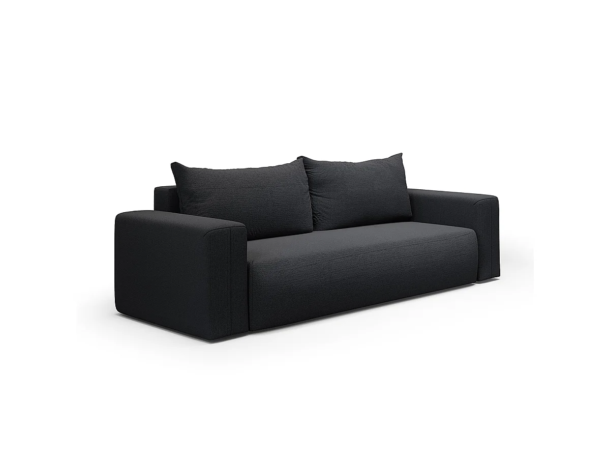 Canapé convertible 3 places avec coffre en tissu gris foncé