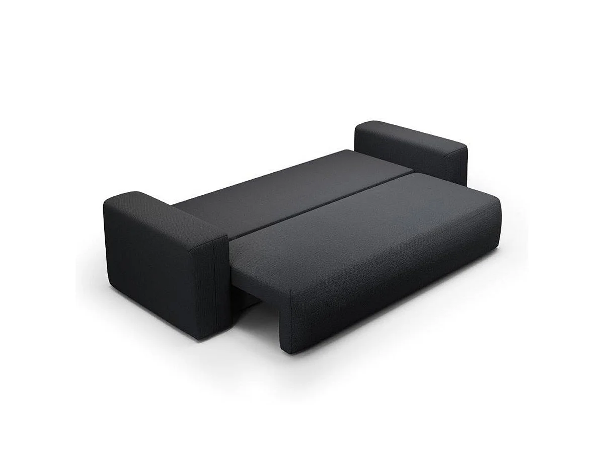 Canapé convertible 3 places avec coffre en tissu gris foncé