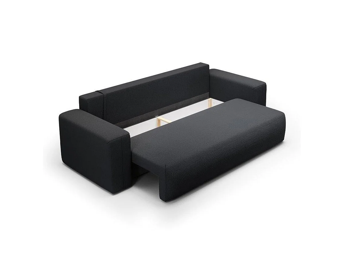 Canapé convertible 3 places avec coffre en tissu gris foncé