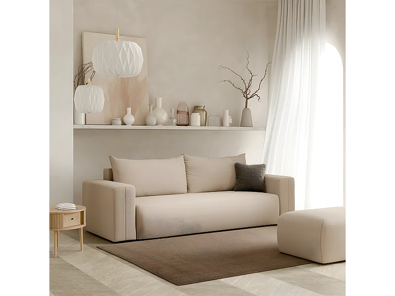 Canapé convertible 3 places coffre Bliss Beige