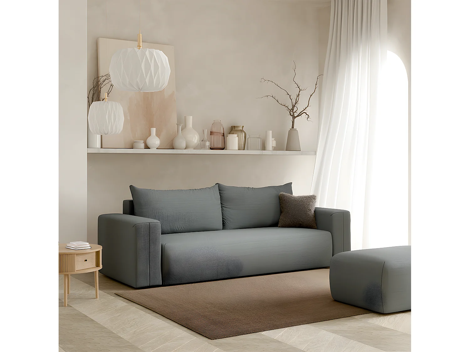 Canapé convertible 3 places coffre Bliss Gris