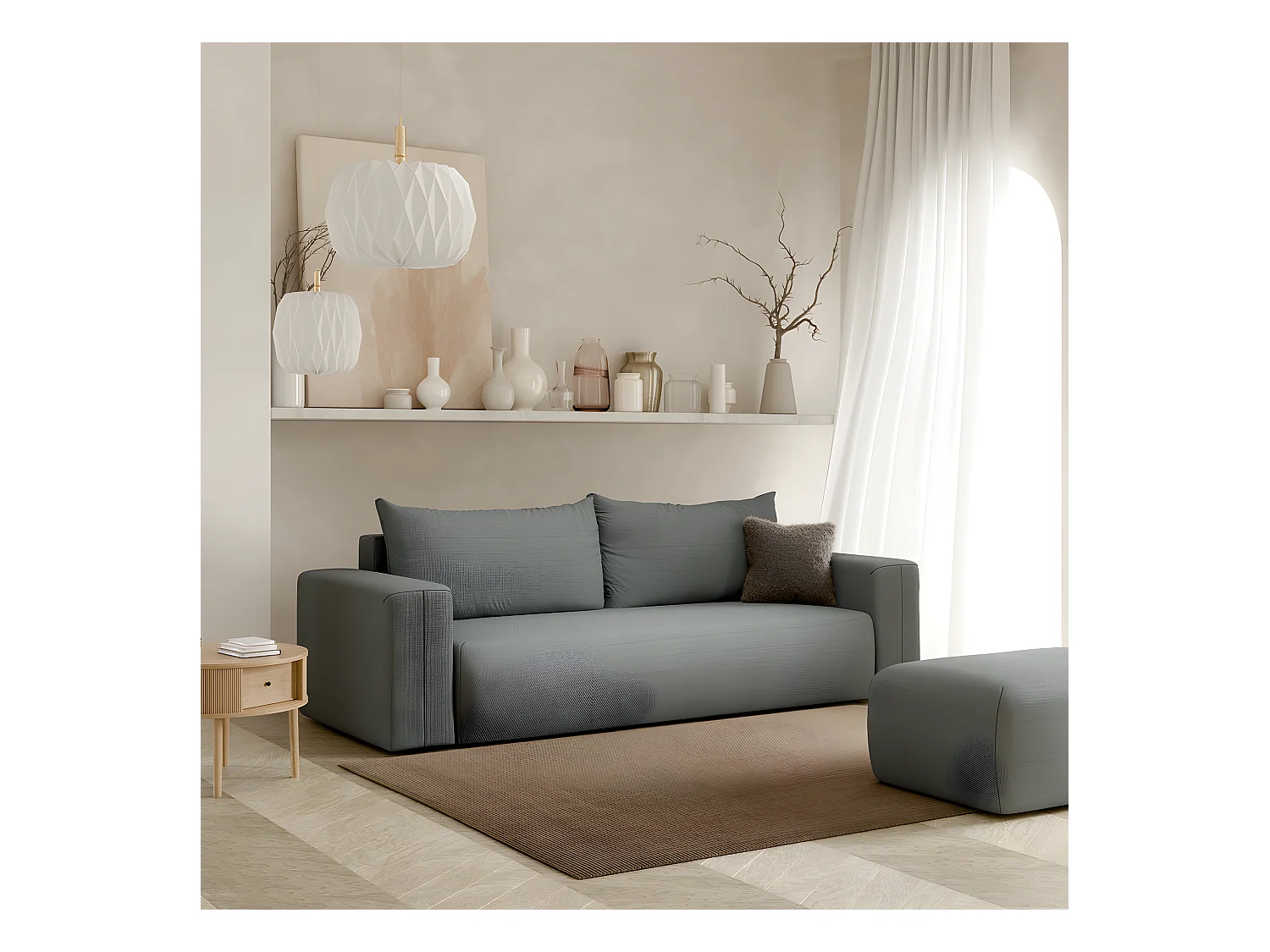 Canapé convertible 3 places coffre Bliss Gris