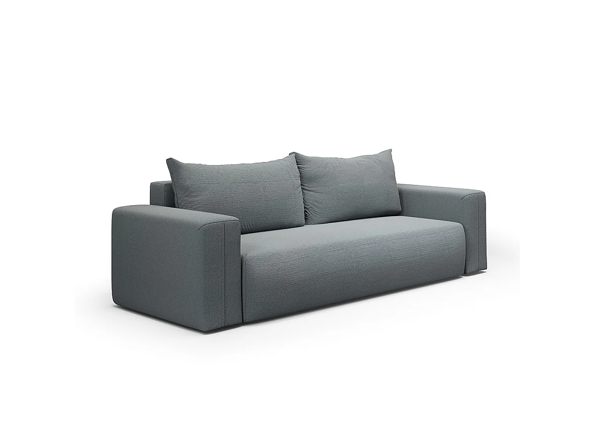 Canapé convertible 3 places avec coffre en tissu gris BLISS