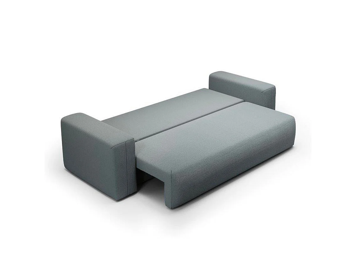 Canapé convertible 3 places avec coffre en tissu gris BLISS