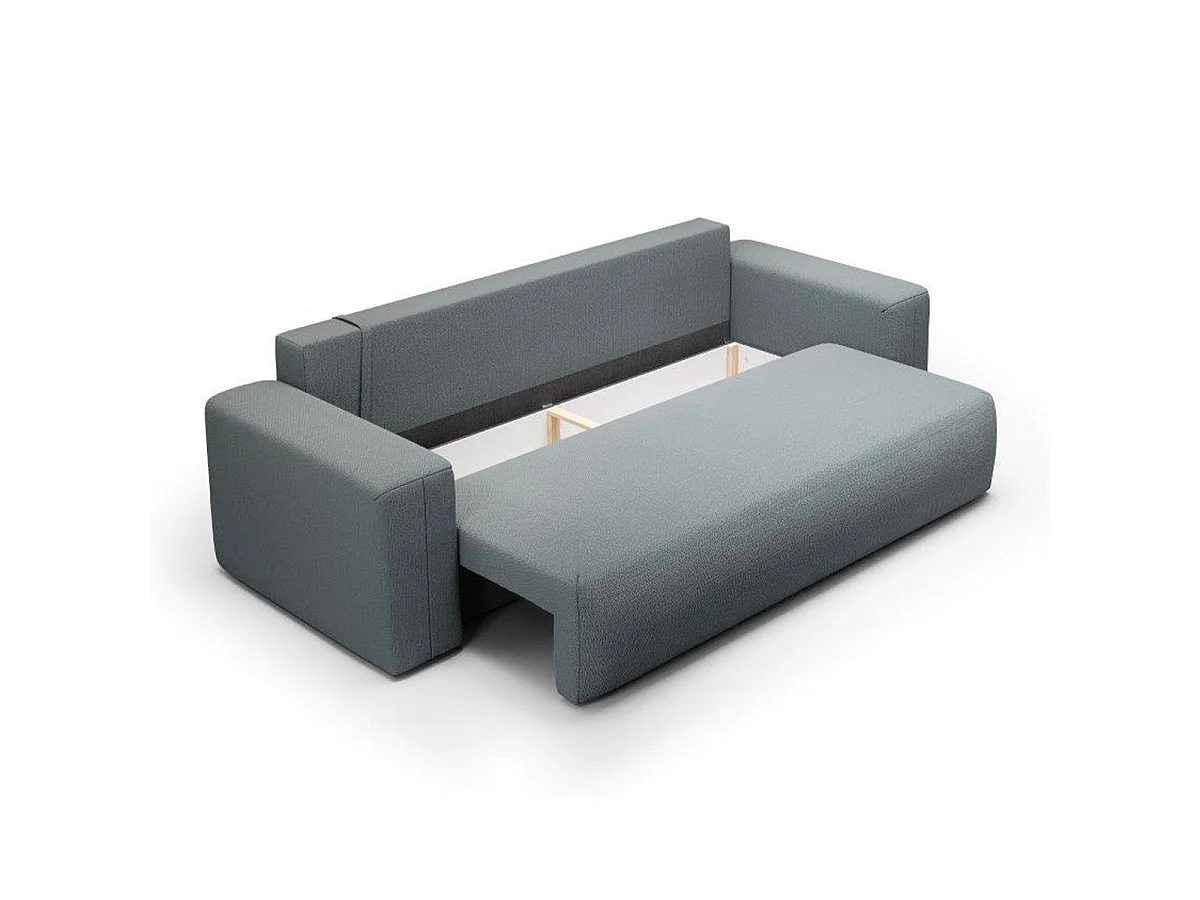 Canapé convertible 3 places avec coffre en tissu gris BLISS