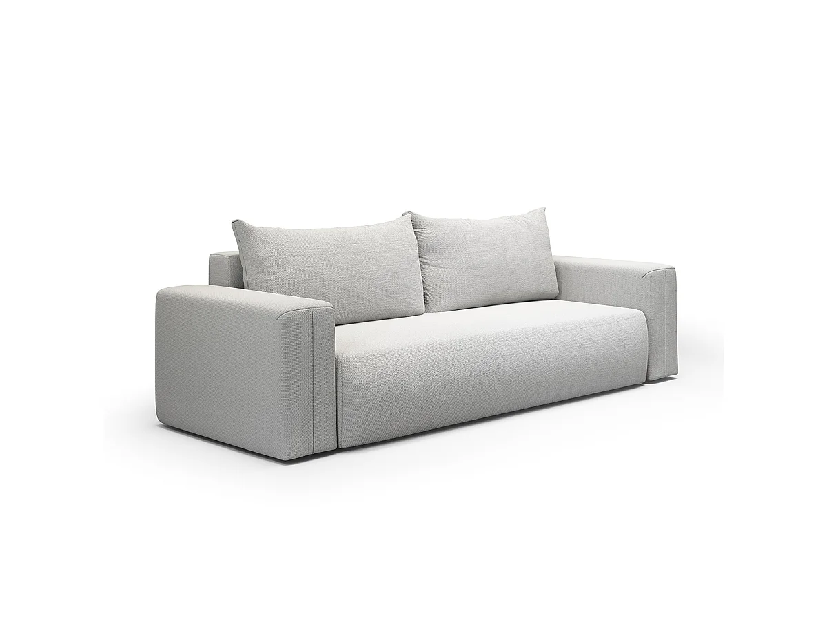 Canapé convertible 3 places avec coffre en tissu gris clair