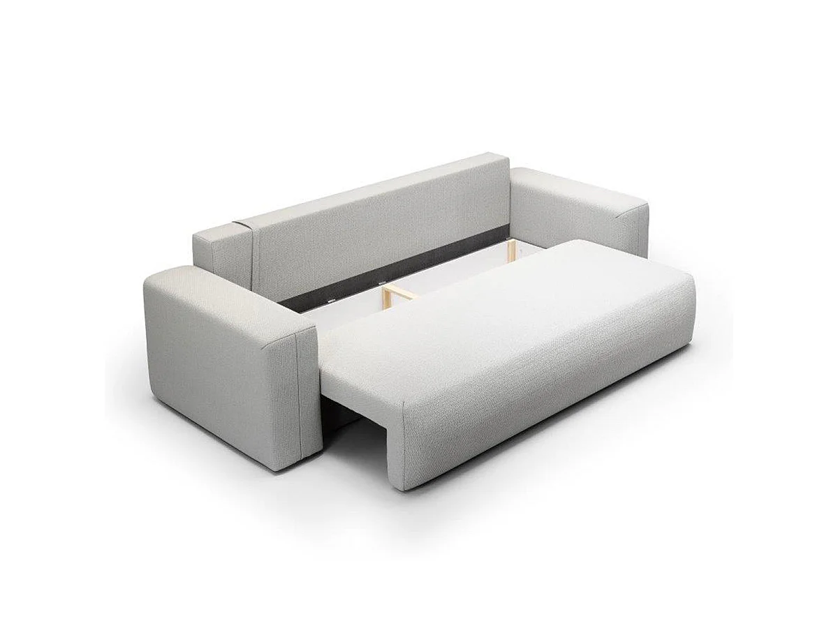 Canapé convertible 3 places avec coffre en tissu gris clair