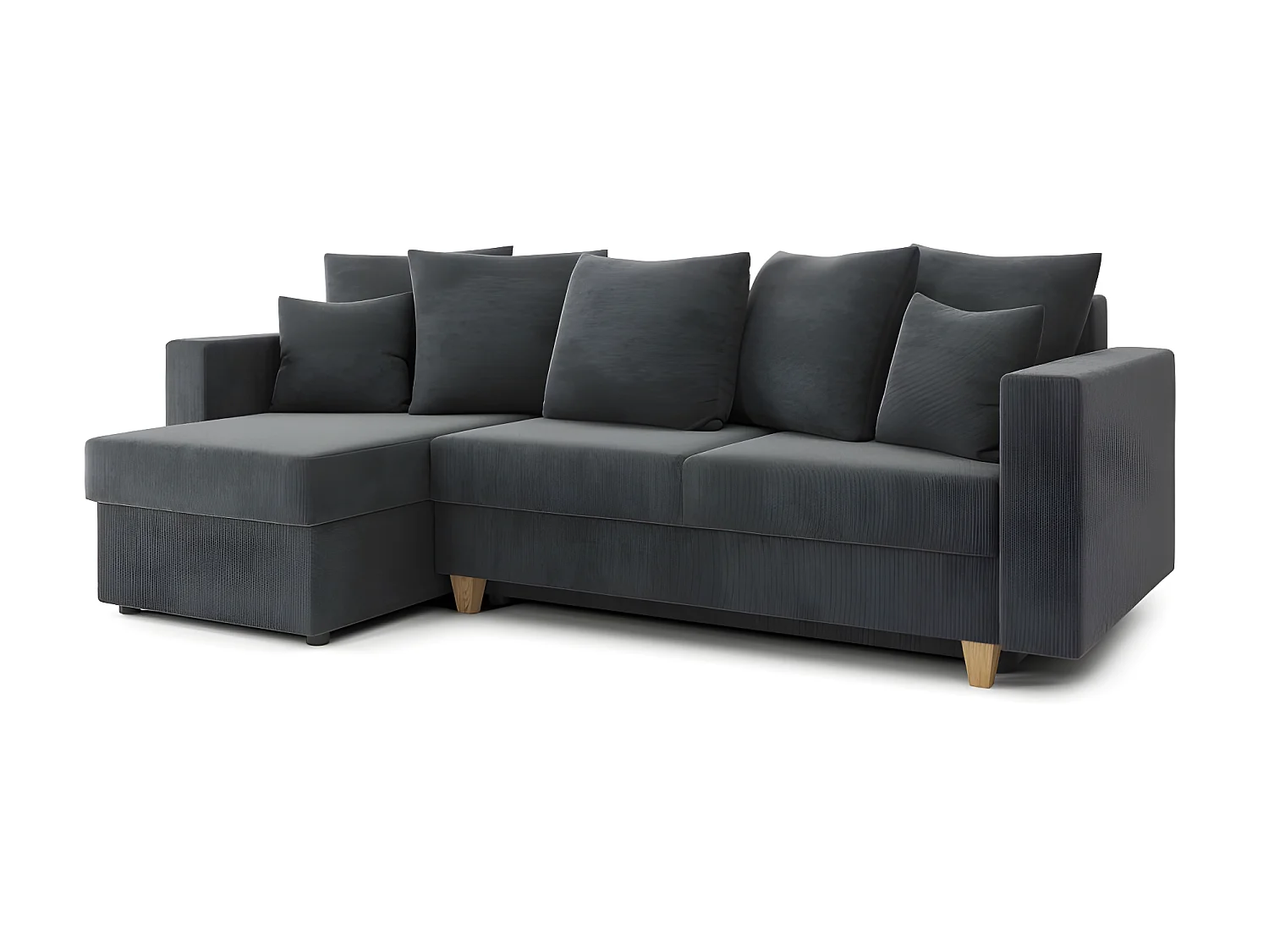 Canapé d'angle KRISTI convertible velours côtelé gris souris  4 places