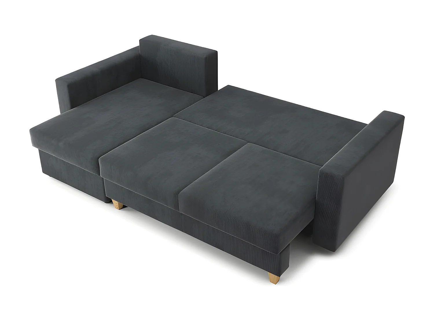 Canapé d'angle KRISTI convertible velours côtelé gris souris  4 places