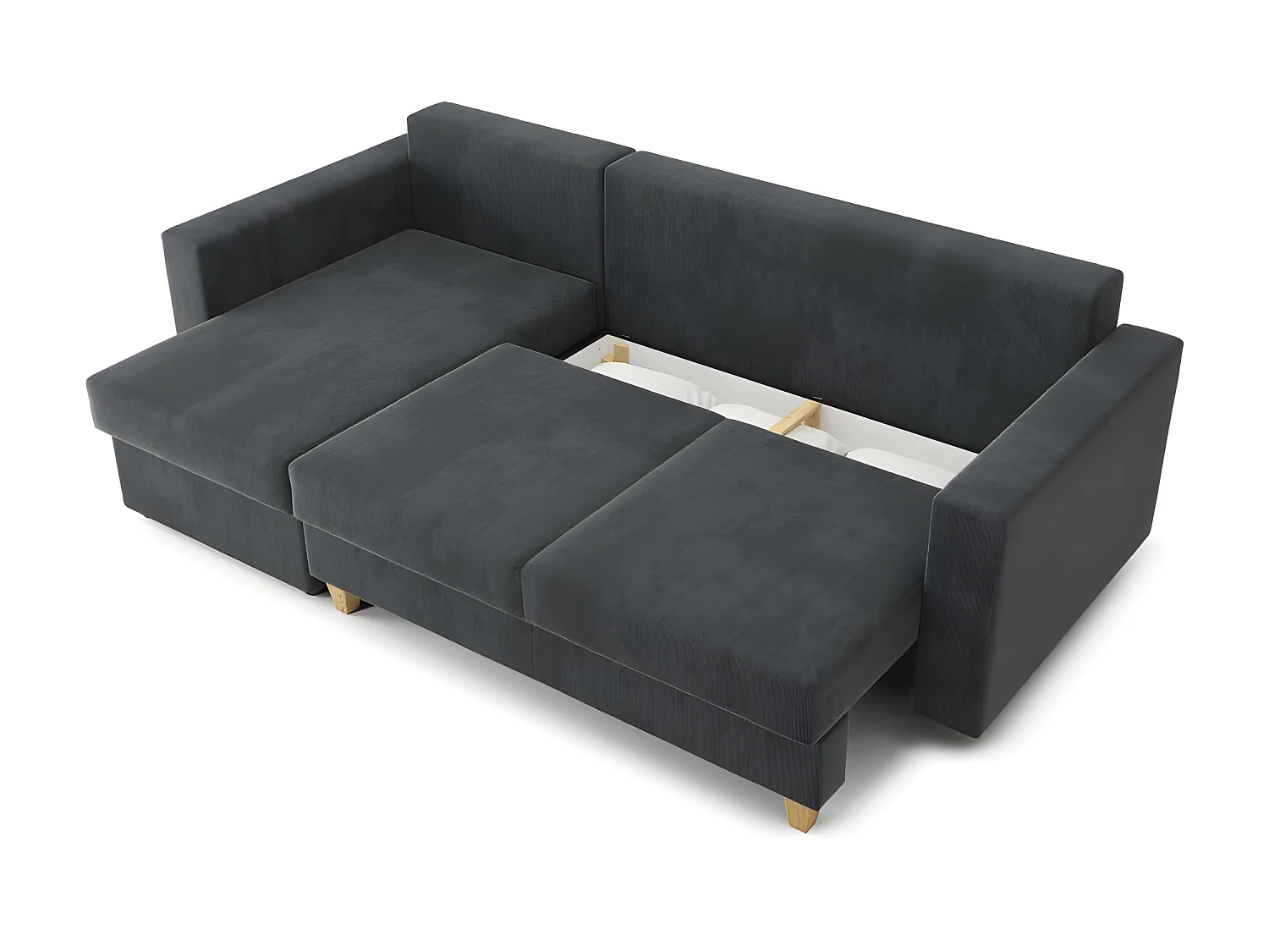 Canapé d'angle KRISTI convertible velours côtelé gris souris  4 places