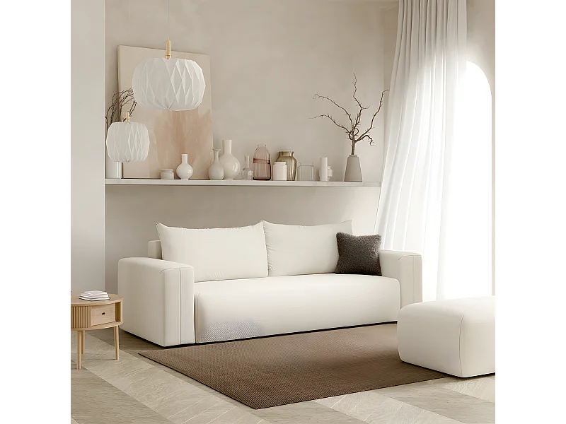 Canapé convertible 3 places coffre Bliss Blanc Cassé