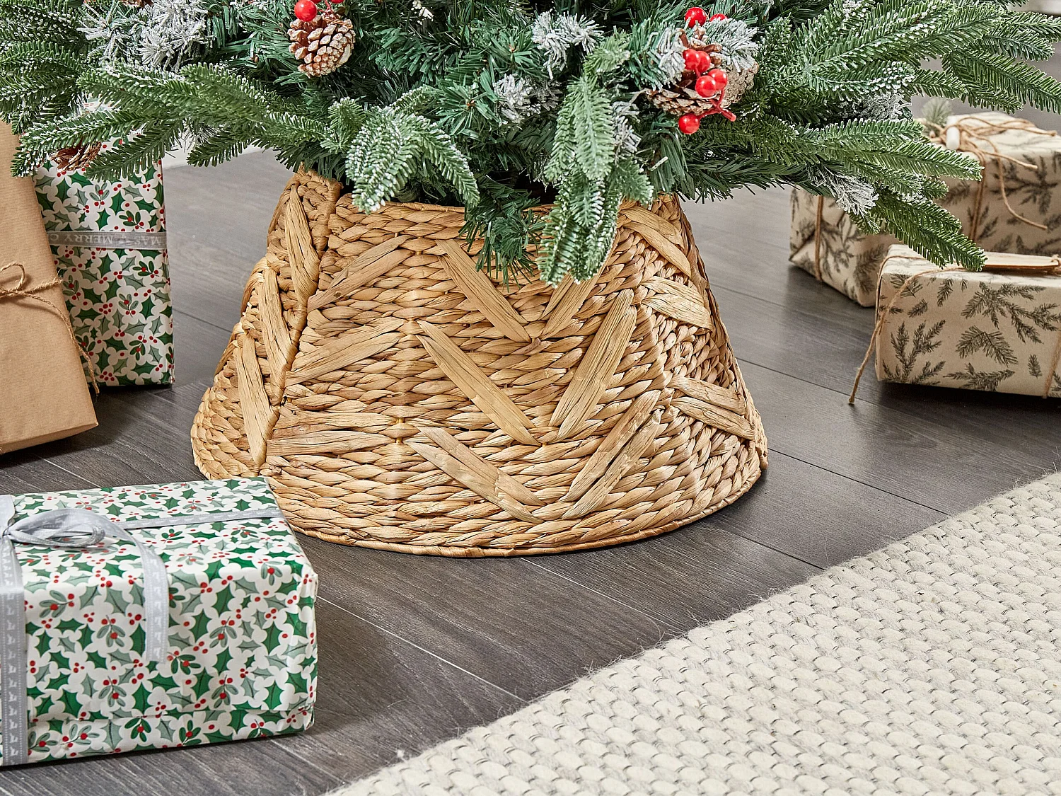 Jupe de sapin de Noël SAPIN Fibre de jacinthe d'eau Naturel 50 cm