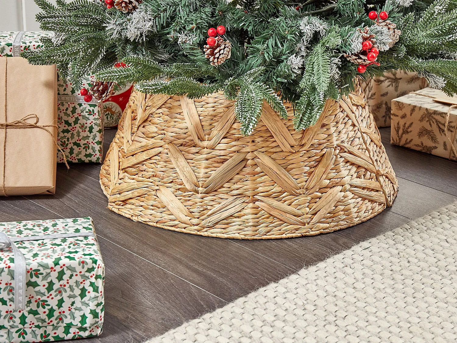 Jupe de sapin de Noël SAPIN Fibre de jacinthe d'eau Naturel 60 cm