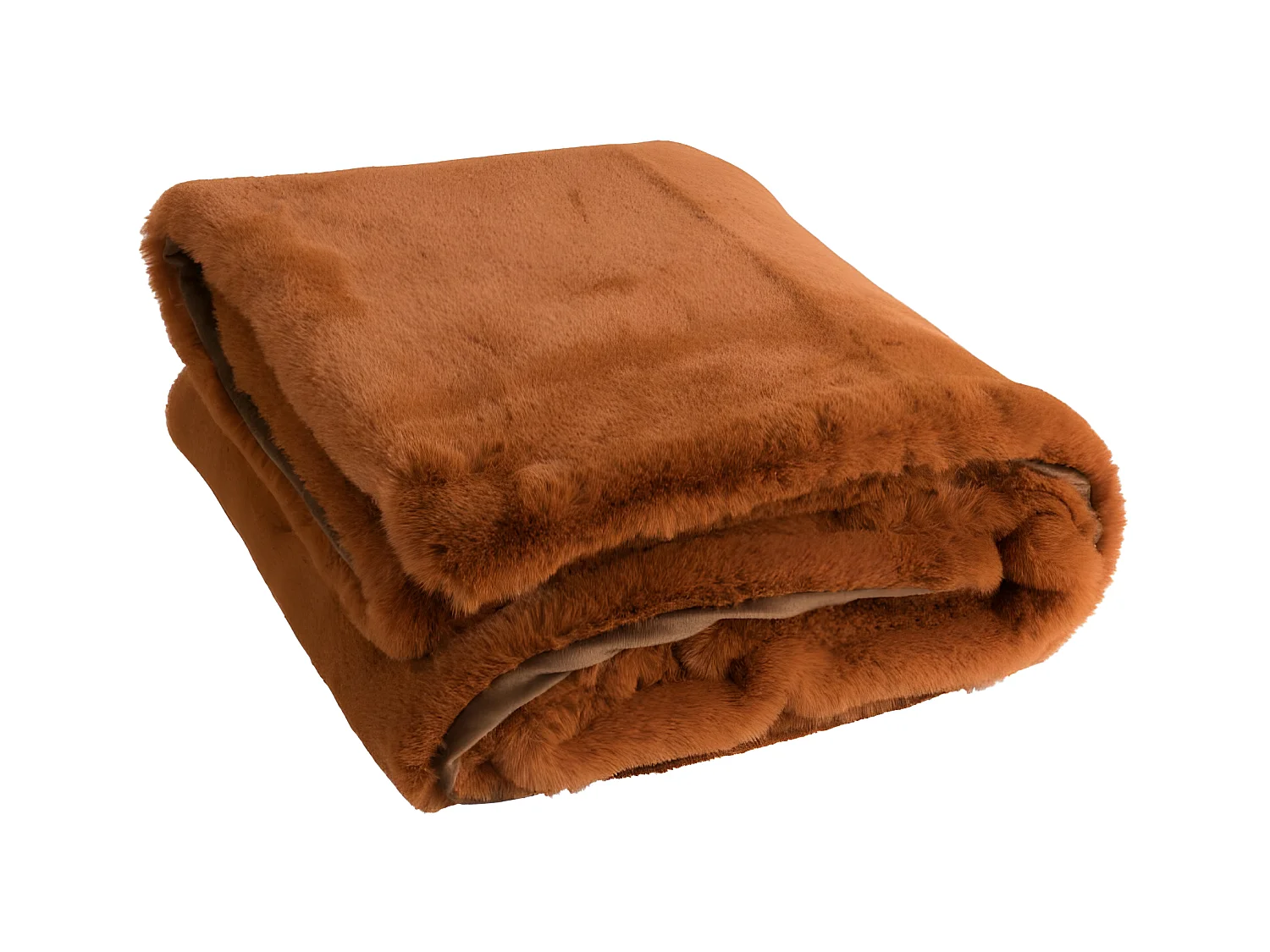 Plaid Cutie Polyester Marron/Orange - L 180 x l 130 x H 3 cm