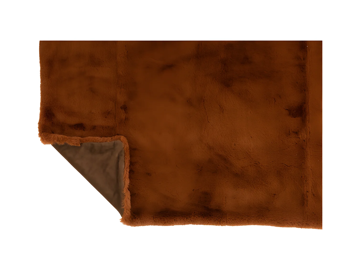 Plaid Cutie Polyester Marron/Orange - L 180 x l 130 x H 3 cm