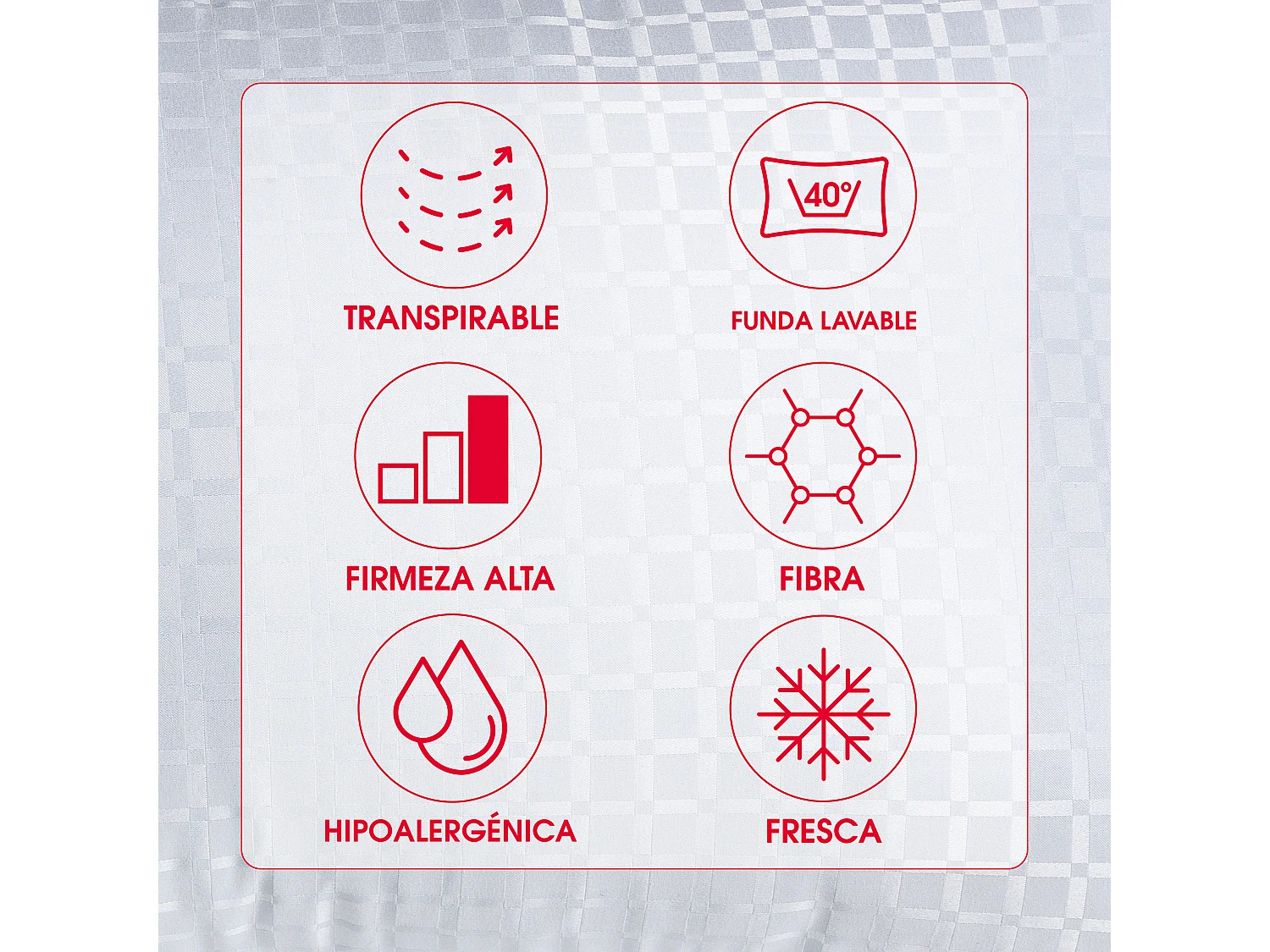 Almohada fibra de firmeza alta y funda lavable 90cm