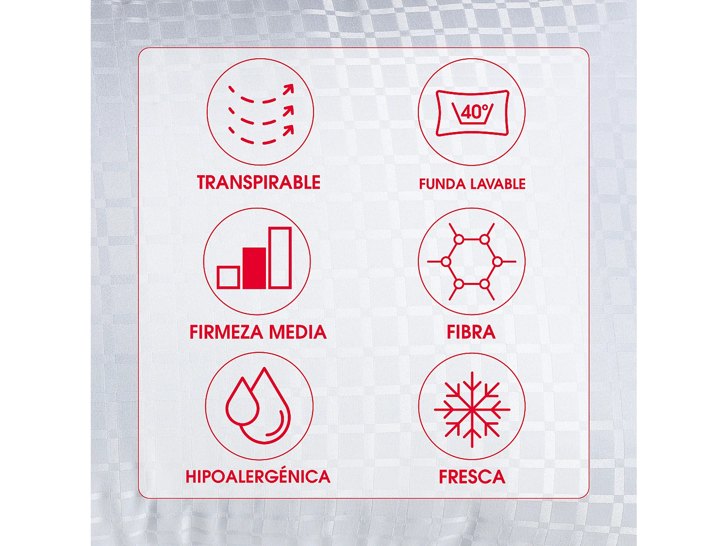 Almofada 135 x 40 cm | PIKOLIN Cooper | Fibra | Firmeza média | Transpirável