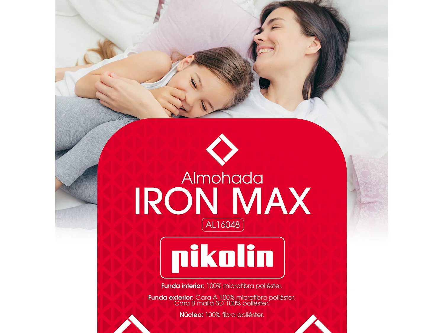 Almofada 105 x 40 cm | PIKOLIN Iron Max | Fibra | Firmeza alta | Hipoalergénica