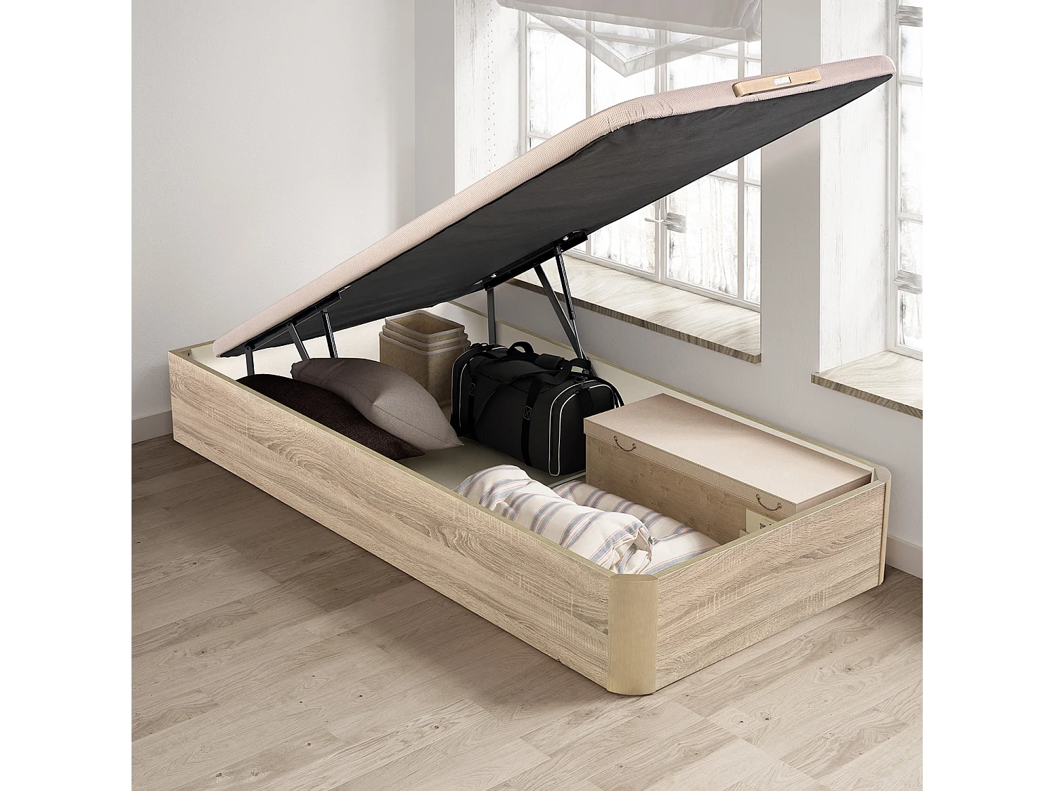 Canapé abatible Pikolin natural | Apertura frontal | Gran capacidad | 32 cm | Tapa transpirable 3D | Montaje y retirada incluidos