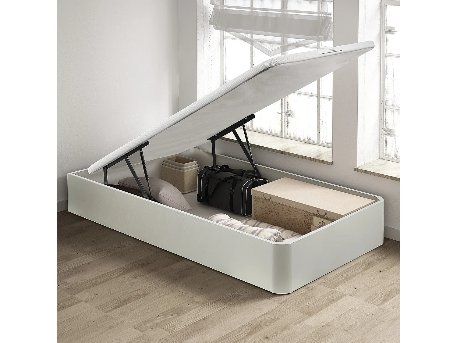 Canapé abatible Pikolin blanco | Apertura frontal | Alta capacidad | 32 cm | Tapa transpirable 3D | Montaje y retirada incluidos