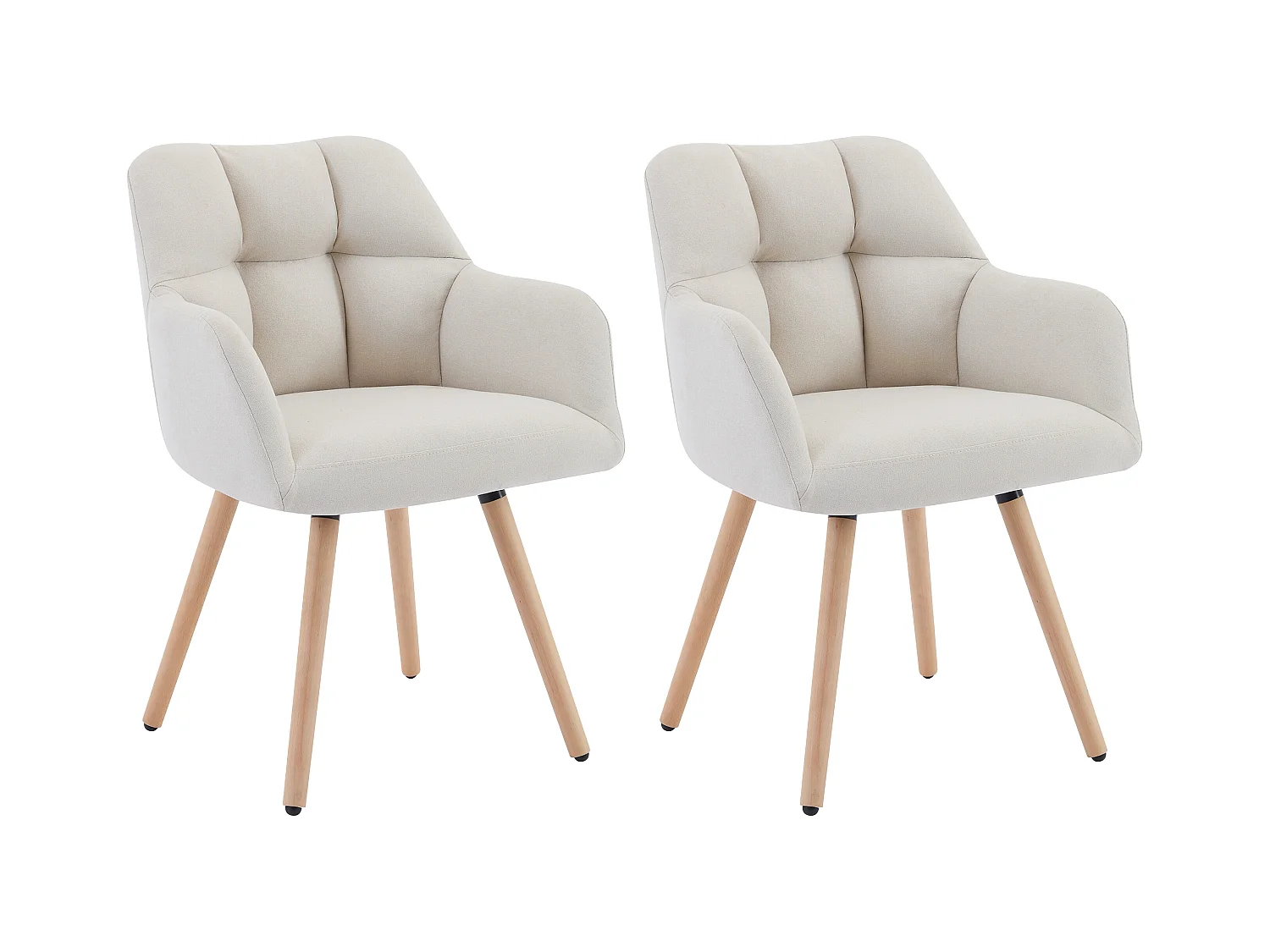 Stuhl mit Armlehnen 2er-Set - Stoff & Buchenholz - Beige - PEGA von Pascal MORABITO