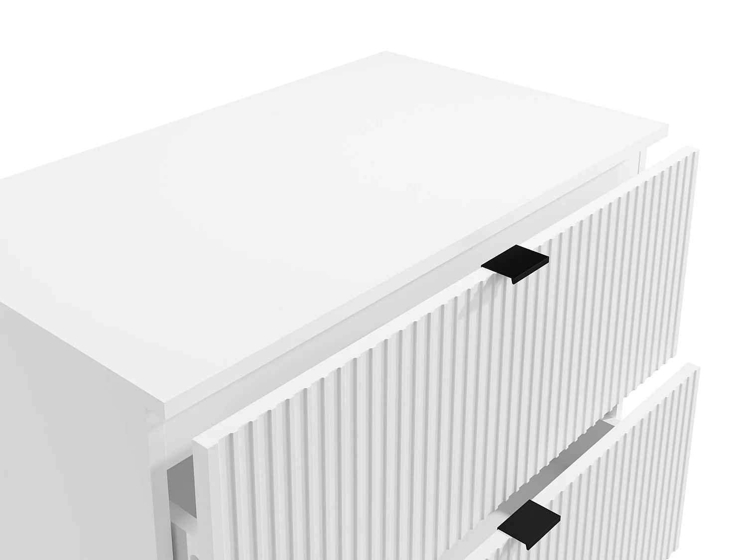 Mobile sotto lavabo sospeso con scanalature con piano di appoggio L80 cm Bianco - ZEVINI