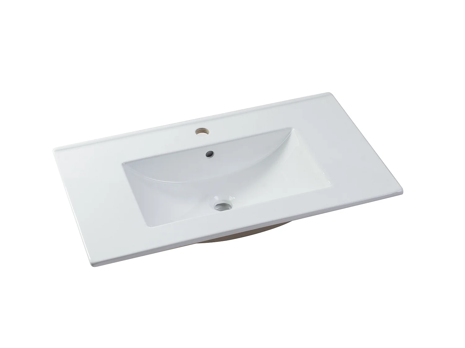 Meuble de salle de bain suspendu strié avec vasque à encastrer - Blanc mat - 80 cm - ZEVINI