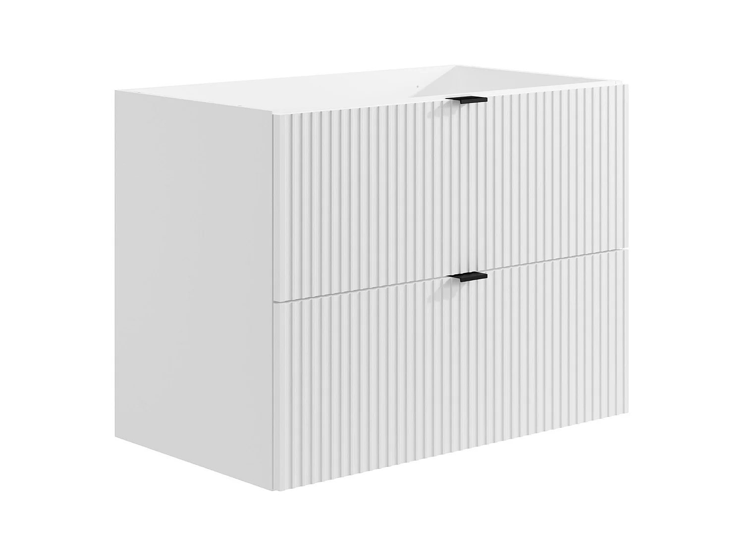 Ophængt stribet badeværelsesskab med indbygget vask - Mat hvid - 80 cm - ZEVINI