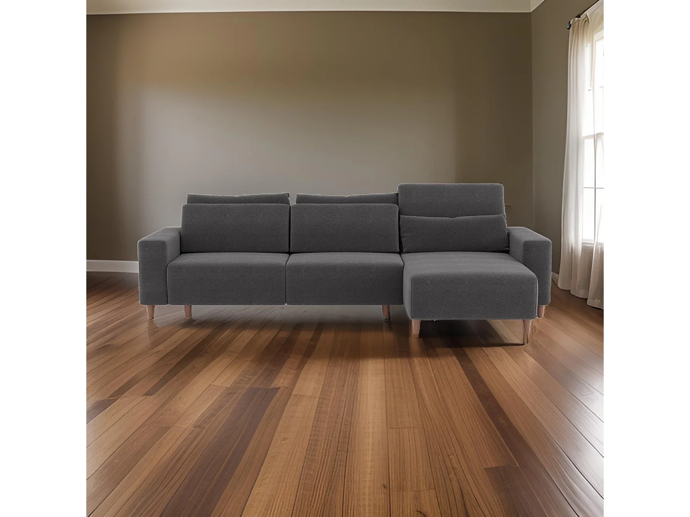 Paco canapé d'angle réversible gris foncé