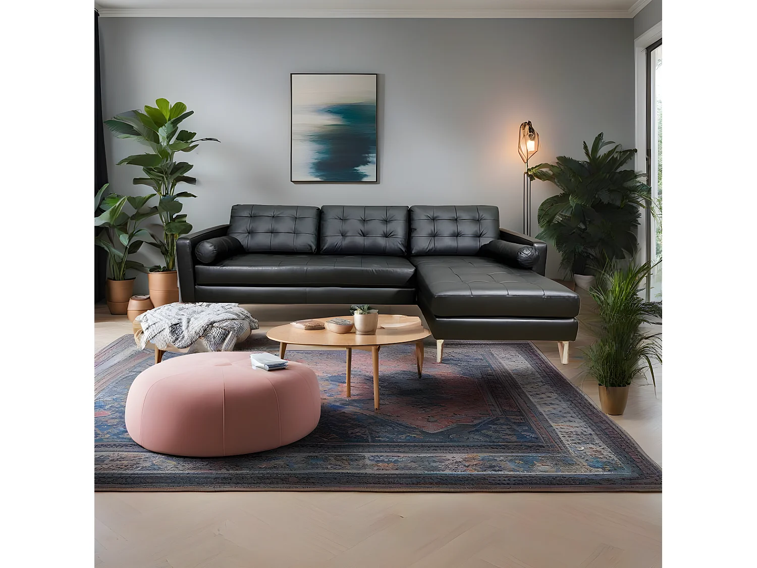 Elvis canapé d'angle droit noir