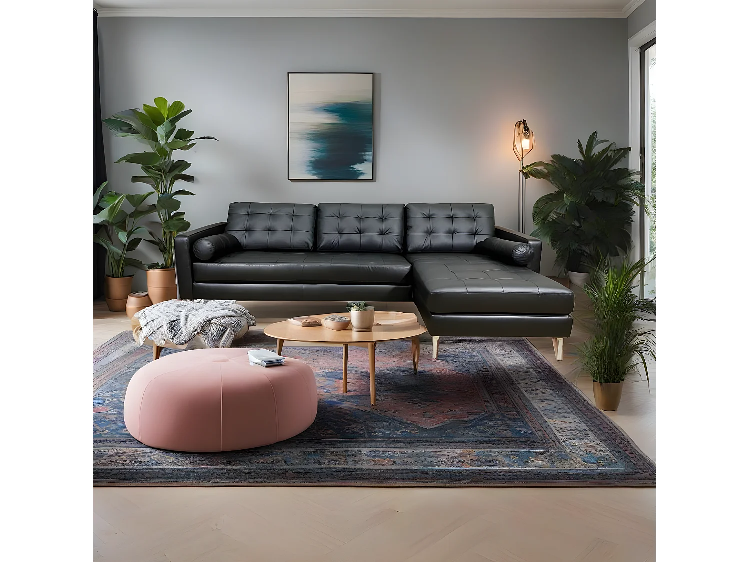 Elvis canapé d'angle droit noir