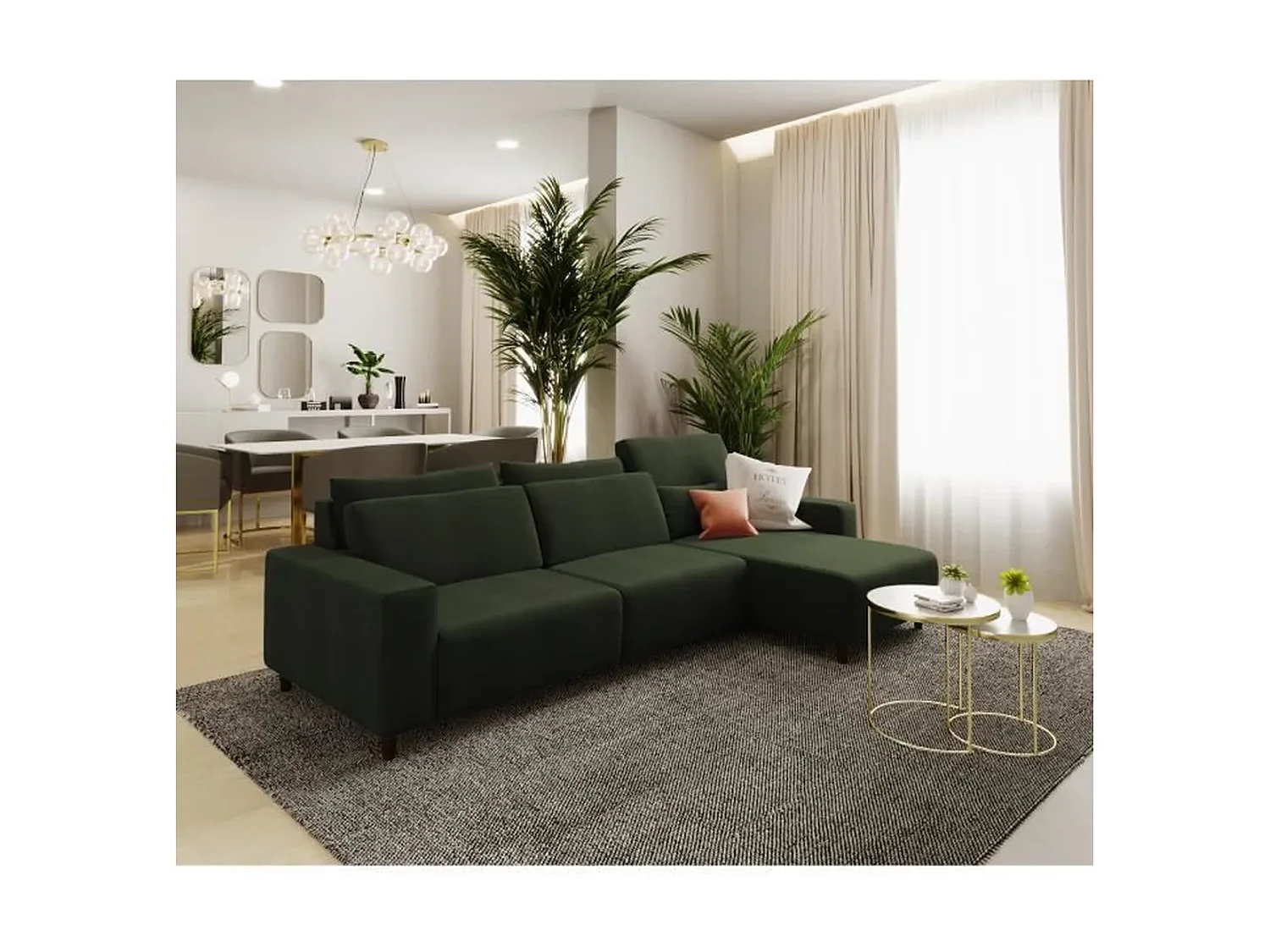 Paco canapé d'angle réversible vert