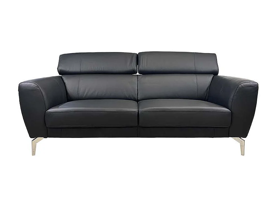 Gala canapé 3 places noir et pieds argent