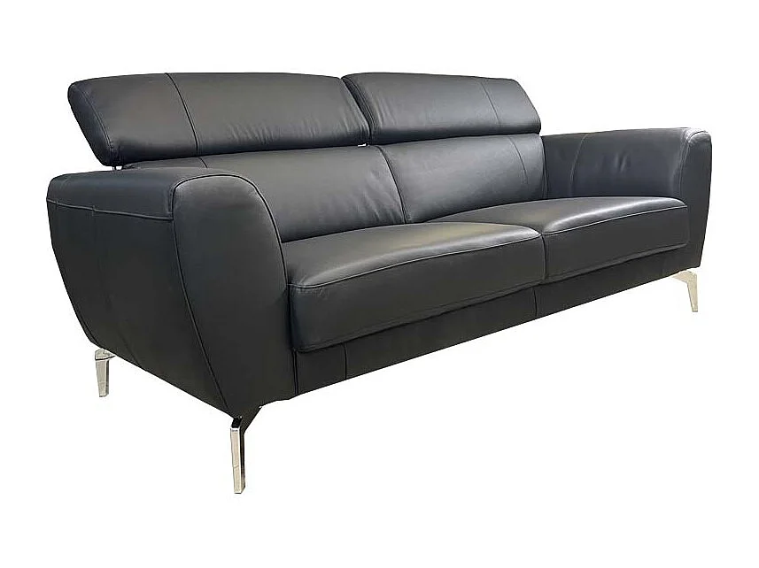 Gala canapé 3 places noir et pieds argent