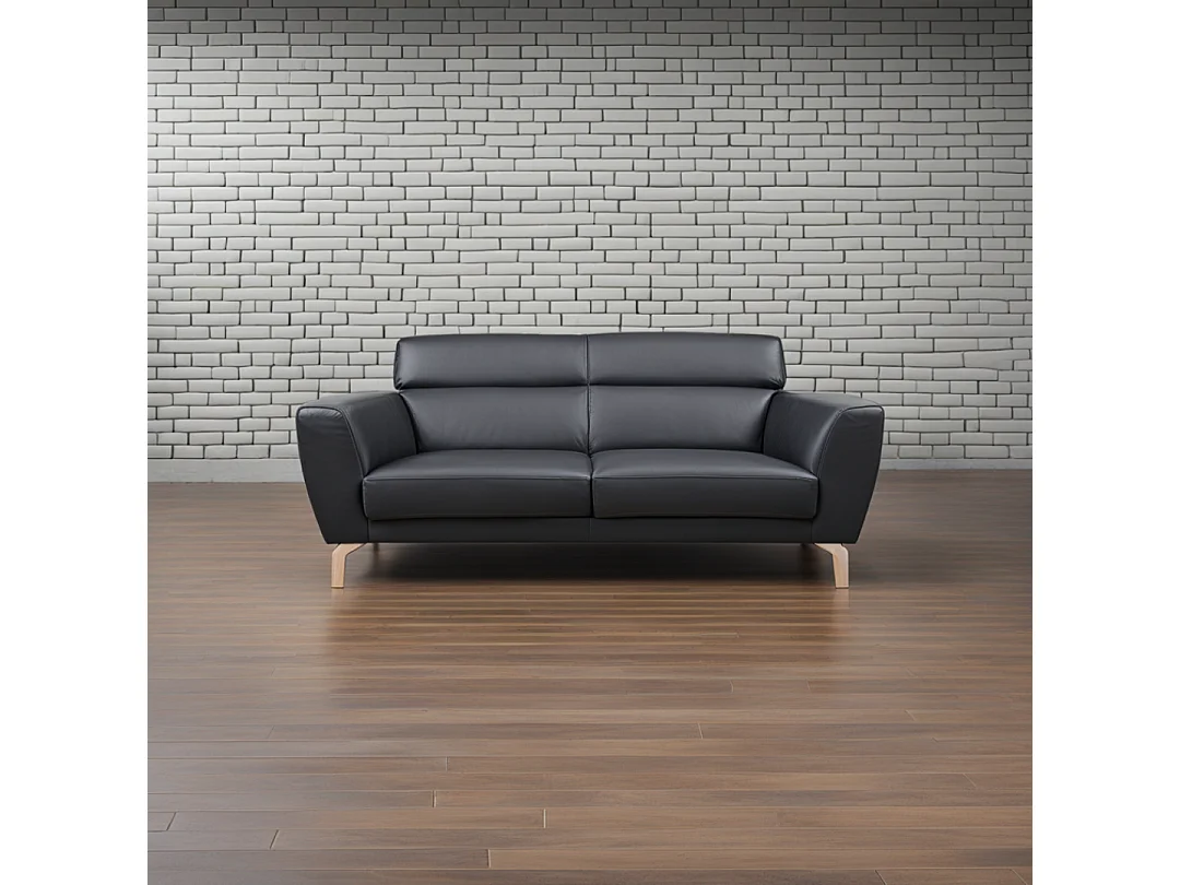 Gala canapé 3 places noir et pieds argent