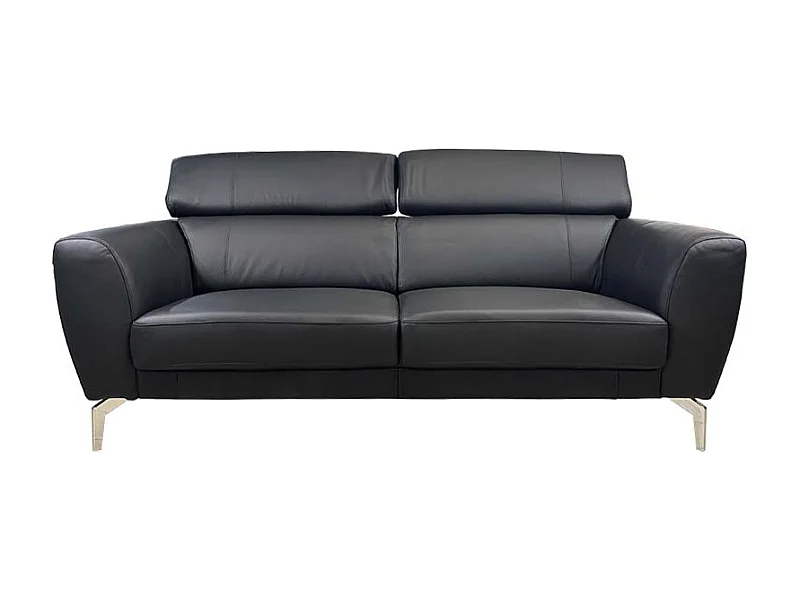 Gala canapé 3 places noir et pieds argent