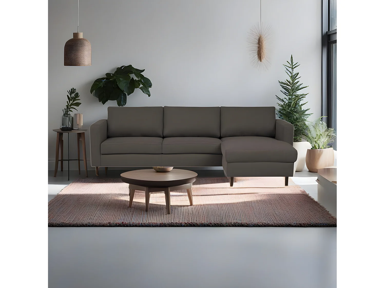 Paula, canapé d'angle réversible marron