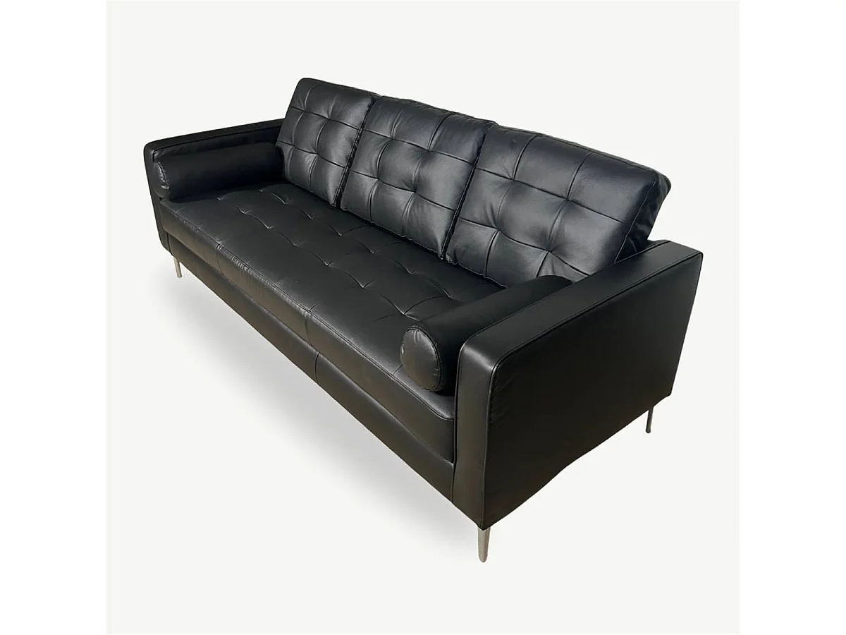 Elvis canapé d'angle droit 3 places simili cuir noir