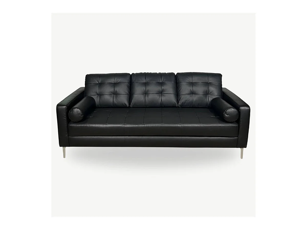 Elvis canapé d'angle droit 3 places simili cuir noir