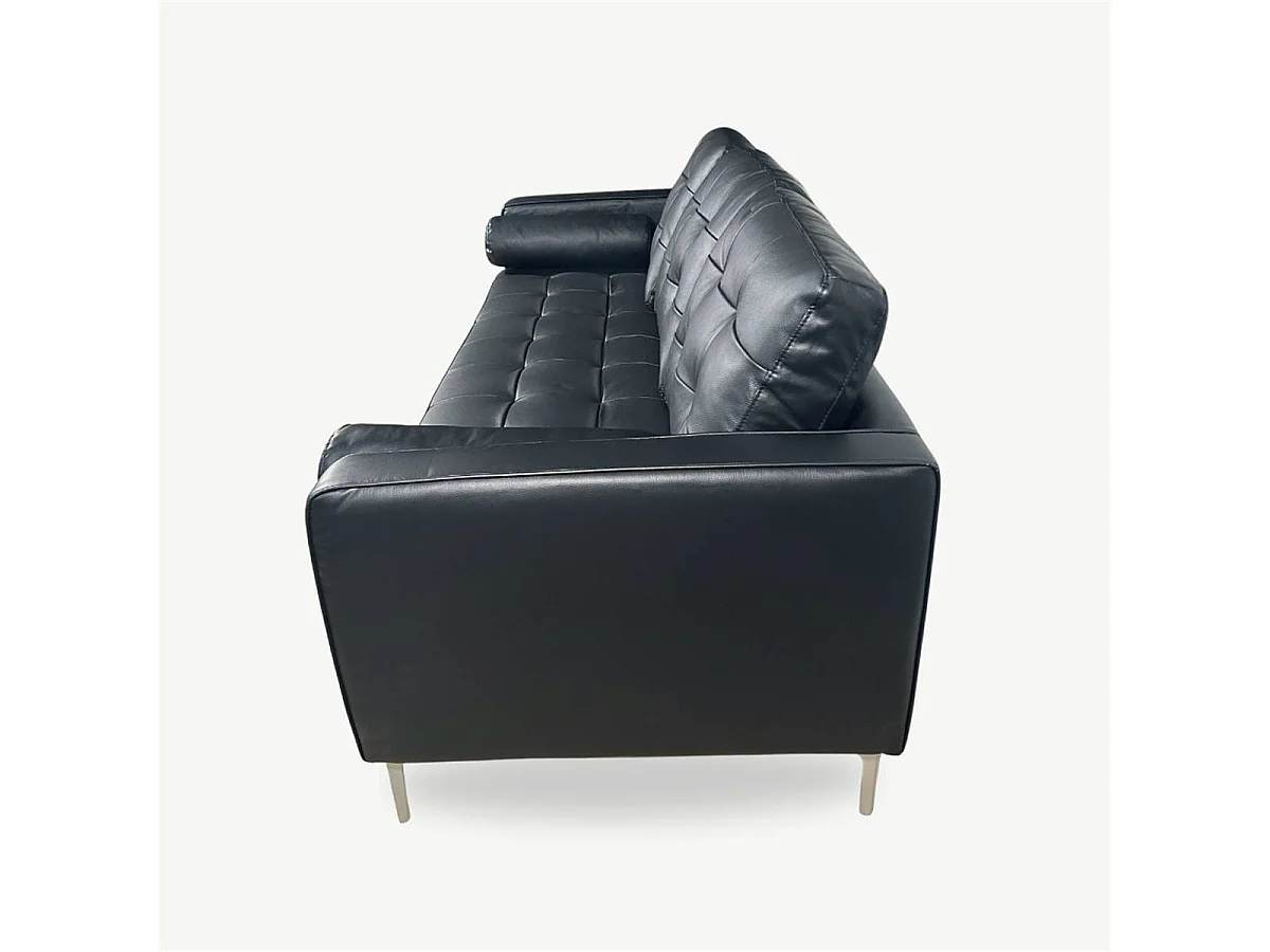 Elvis canapé d'angle droit 3 places simili cuir noir