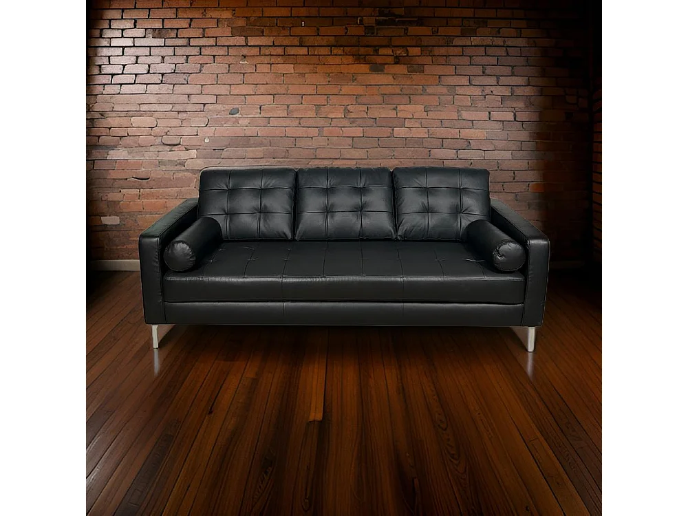 Elvis canapé d'angle droit 3 places simili cuir noir