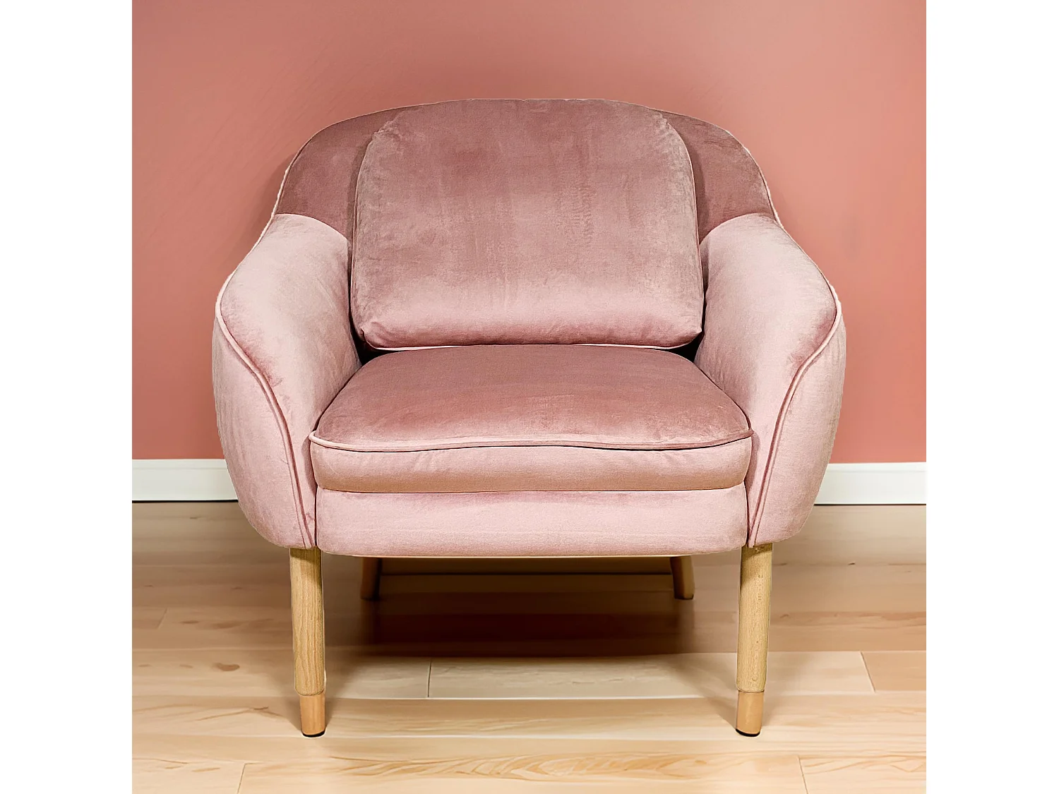 Lisa fauteuil en velours vieux rose