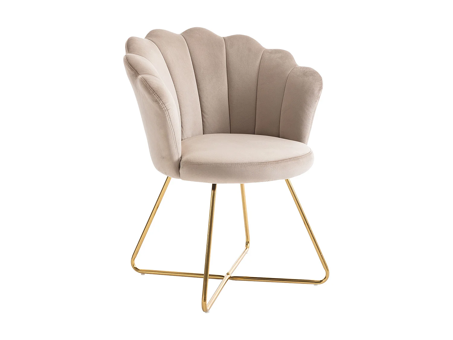 Lote de 2 sillas de terciopelo y metal - Beige y dorado - FIORI II