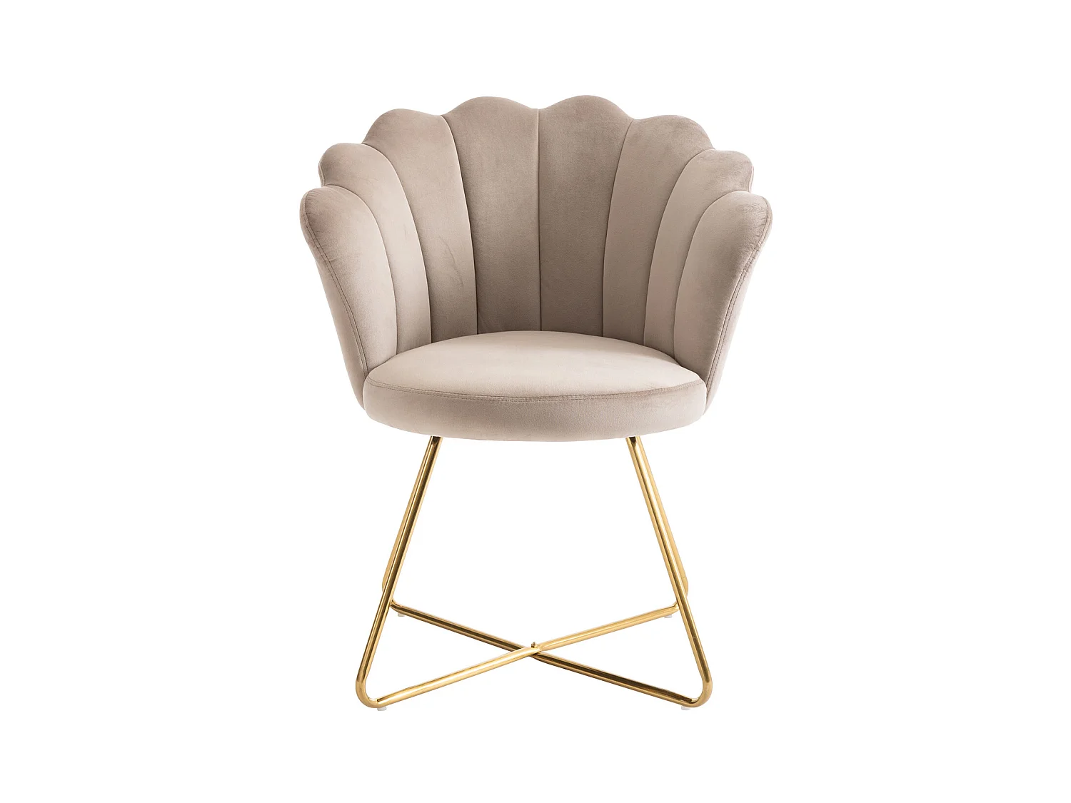 Stuhl 2er-Set - Samt & Metall - Beige & Goldfarben - FIORI II