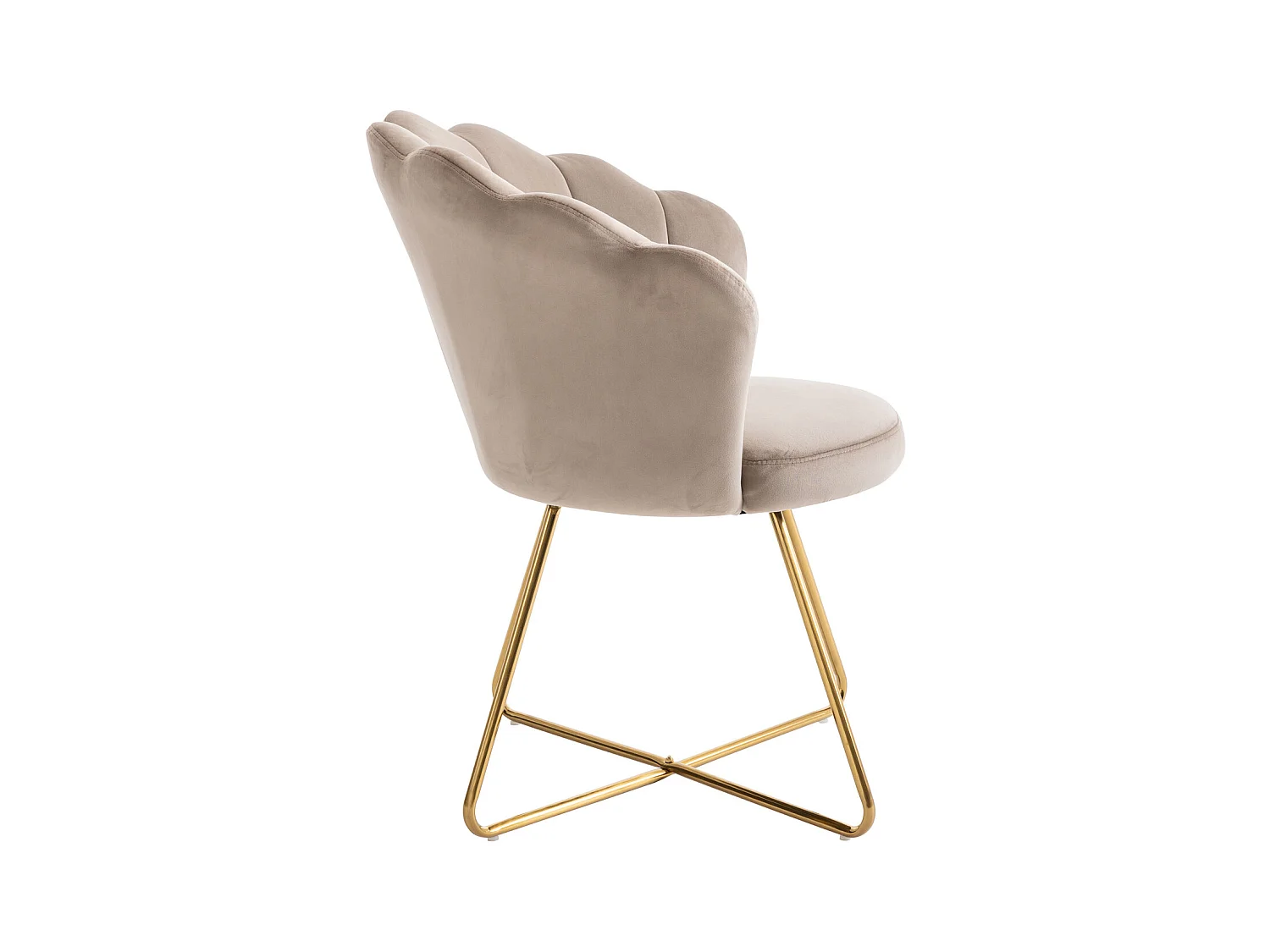 Stuhl 2er-Set - Samt & Metall - Beige & Goldfarben - FIORI II