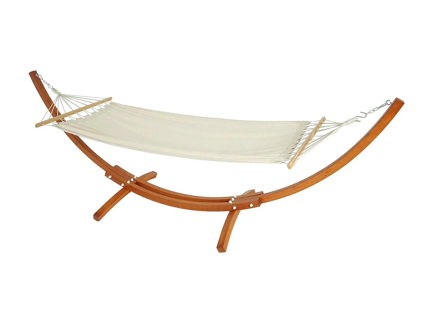 Hamaca con armazón MCW-J46,  marrón, colchoneta blanco-crema