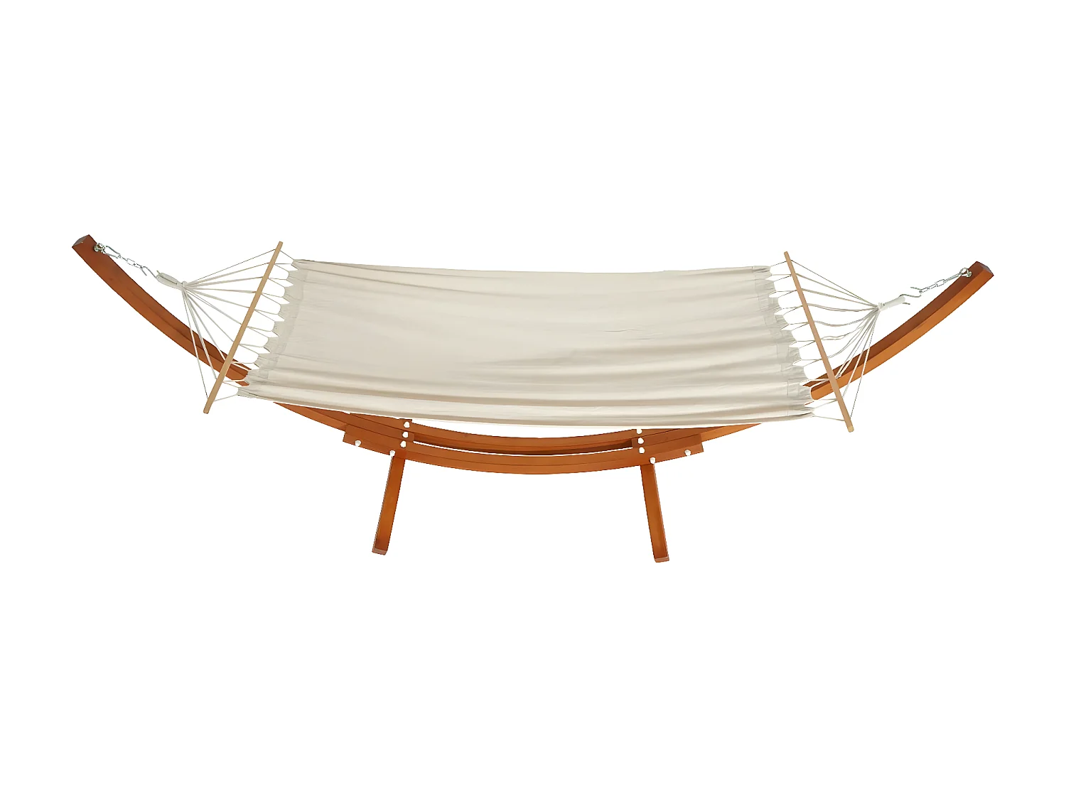 Hamaca con armazón MCW-J46,  marrón, colchoneta blanco-crema