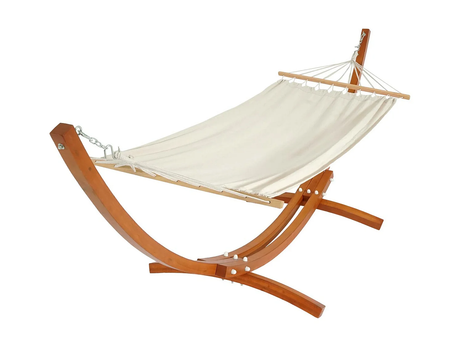 Hamaca con armazón MCW-J46,  marrón, colchoneta blanco-crema