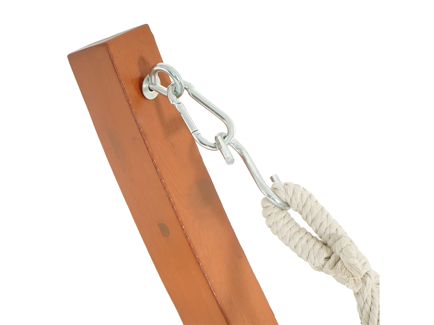 Hamaca con armazón MCW-J46,  marrón, colchoneta blanco-crema